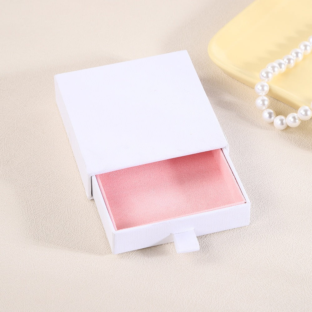Solid Color Drawer Jewelry Storage Box with Velvet Lining for Earrings Rings Necklaces