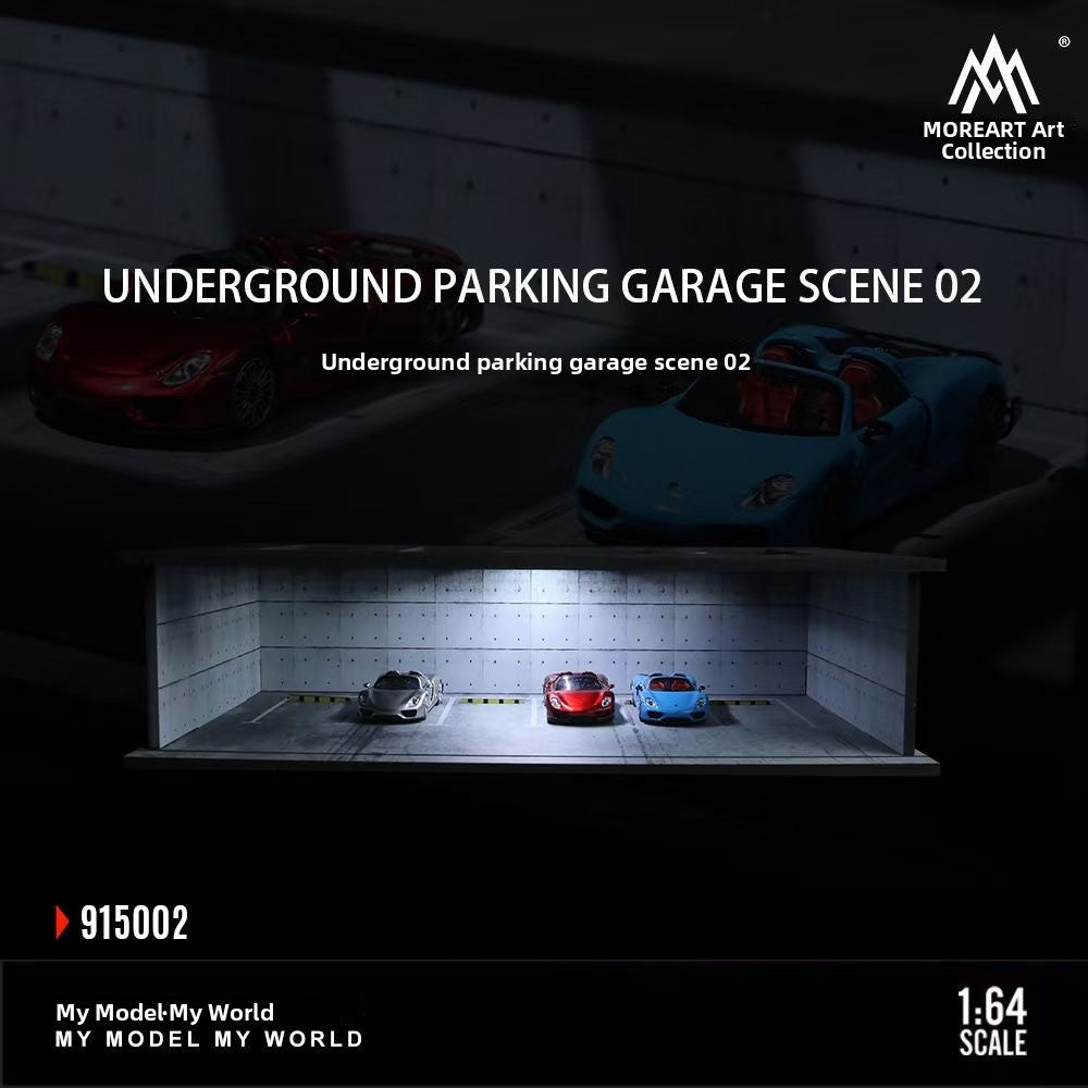 1:64 Scale Underground Parking Garage Model with Lights