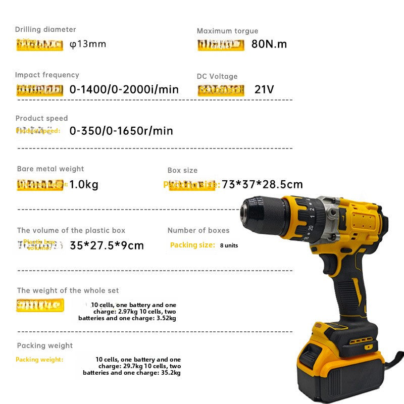 Dual Speed Brushless Impact Electric Drill and Screwdriver