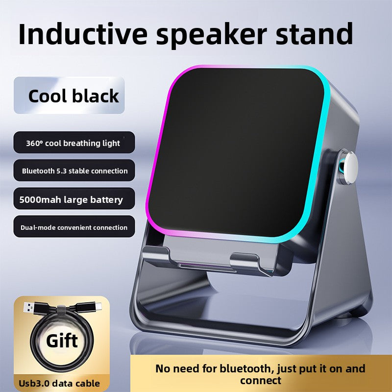 Portable 360 Degree Rotating Bluetooth 5.3 Speaker, USB Rechargeable Wireless Desktop Stereo System