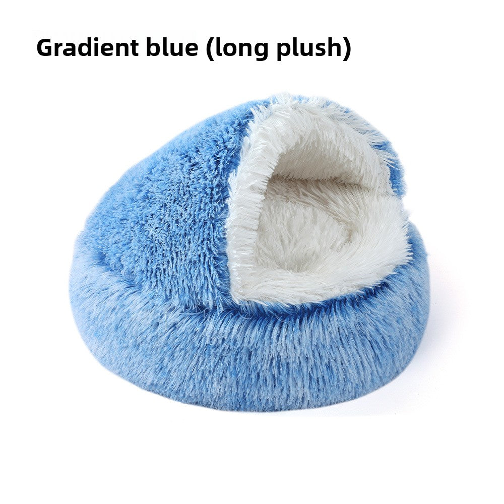 Semi-Enclosed Plush Pet Bed for Cats and Dogs
