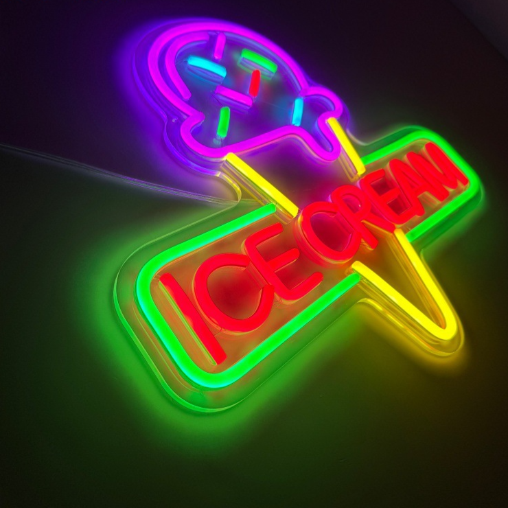 Ice Cream Shaped LED Neon Light Wall Mounted Decor Sign