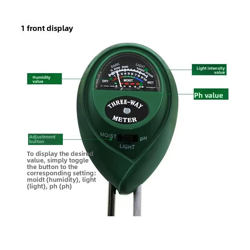 Three-in-One Soil Moisture Light pH Tester