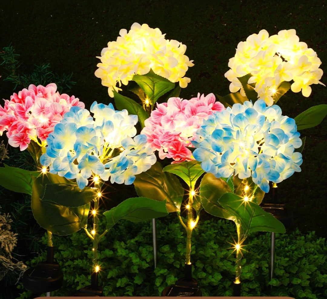Solar Powered Hydrangea Garden Stake Lights