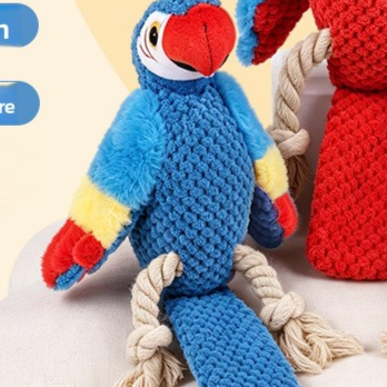 Interactive Squeaking Parrot Plush Chew Toy for Dogs