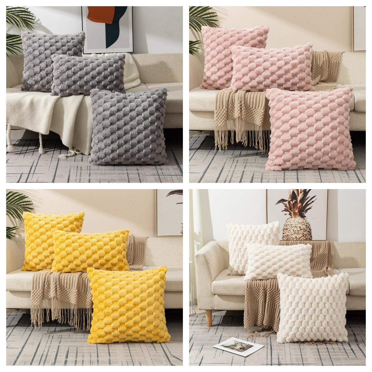 Woven Snowflake Velvet Solid Pillow Cushion Cover