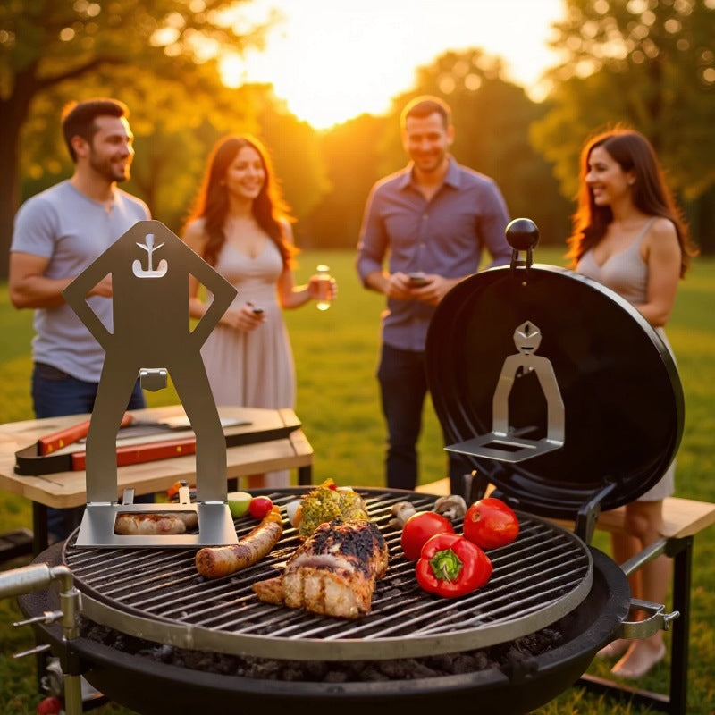 Human-Shaped Stainless Steel BBQ Sausage Holder Grill Rack Outdoor Cooking Tool
