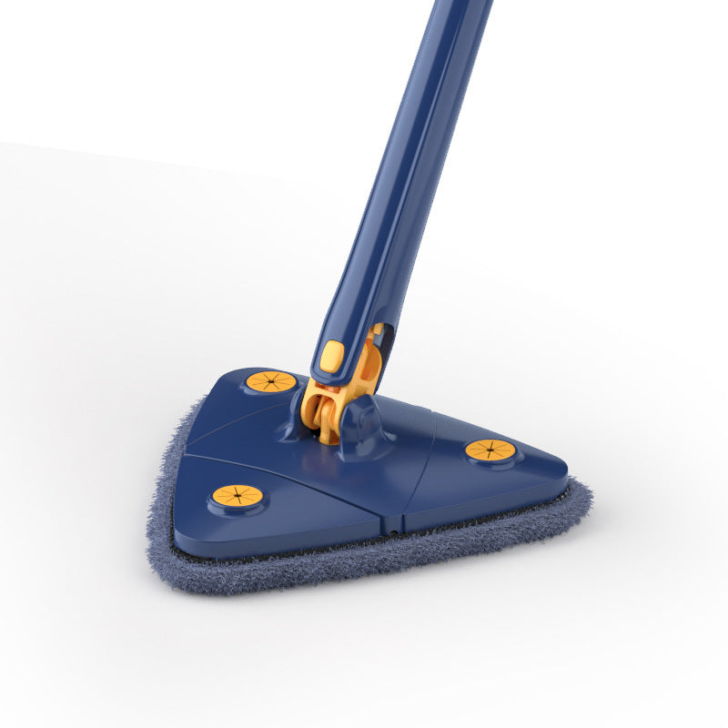 Stainless Steel Triangular Microfiber Flat Mop with Rotating Head and Hands-Free Wringing