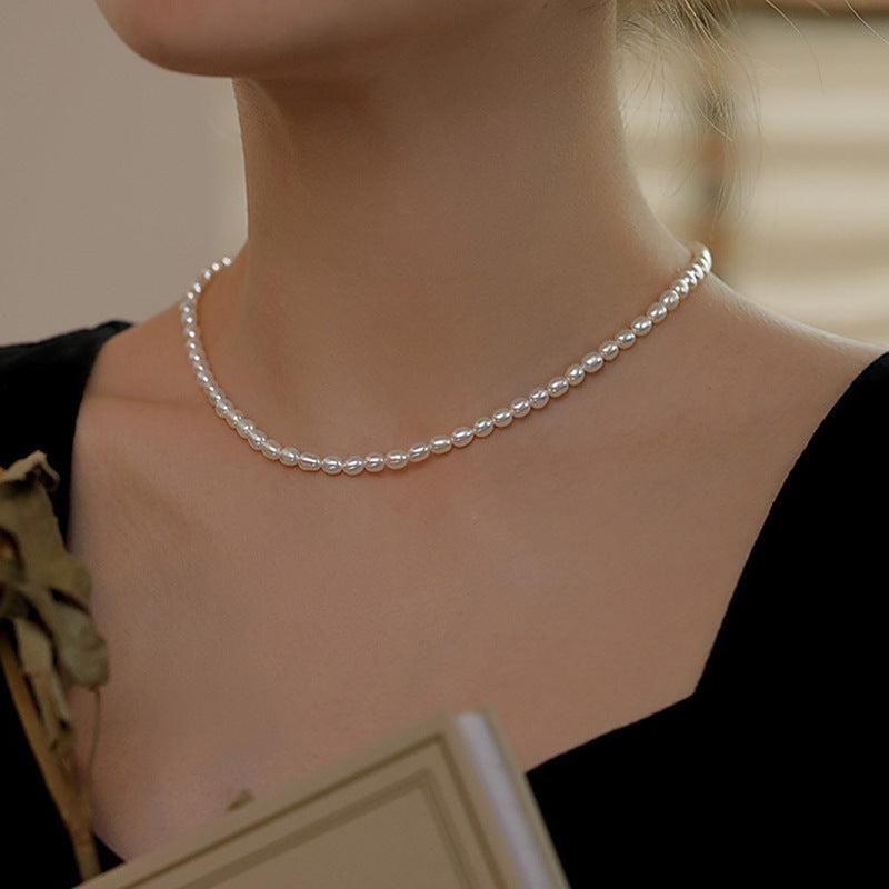 Stainless Steel Imitation Pearl Necklace Gold U-Shaped Pendant Fashion Jewelry