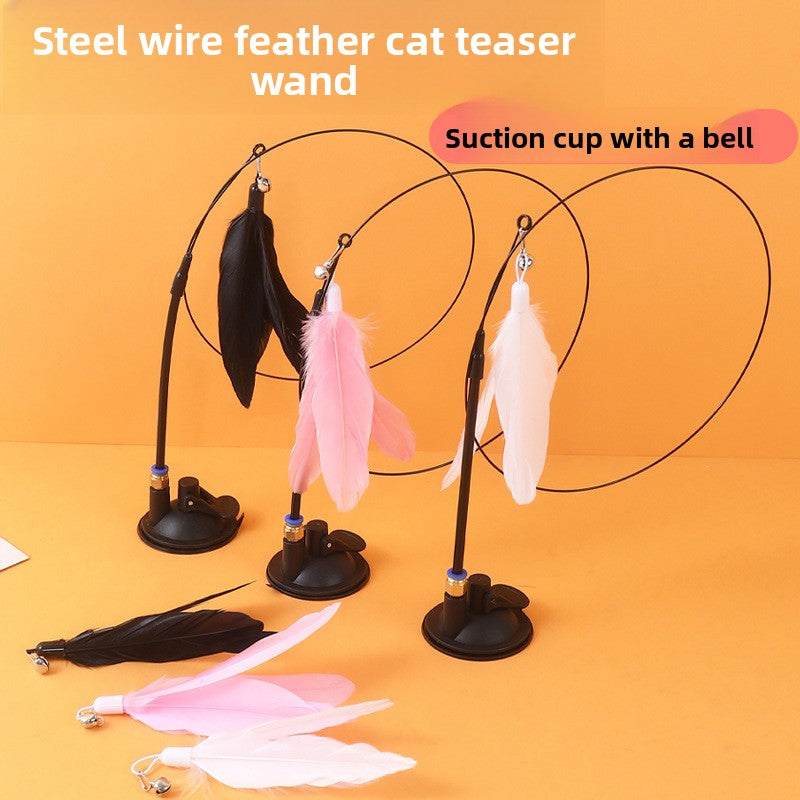 Interactive Cat Teaser Stick with Feather Head