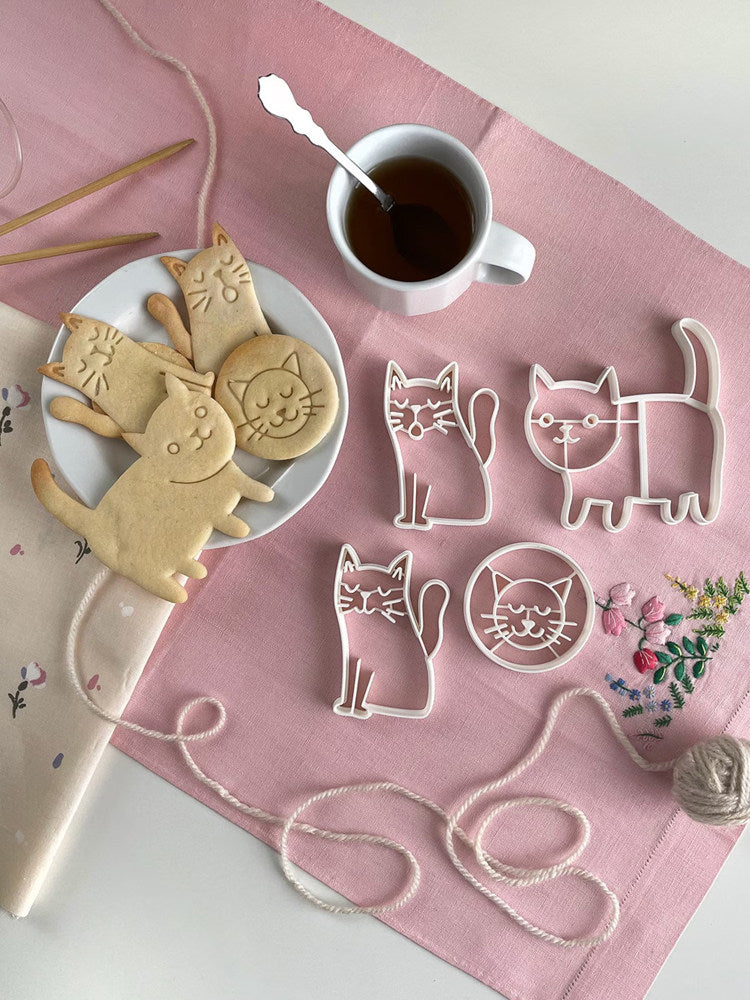 Cute Cat 3D Press Mold Food Grade for Biscuit Fondant Clay DIY