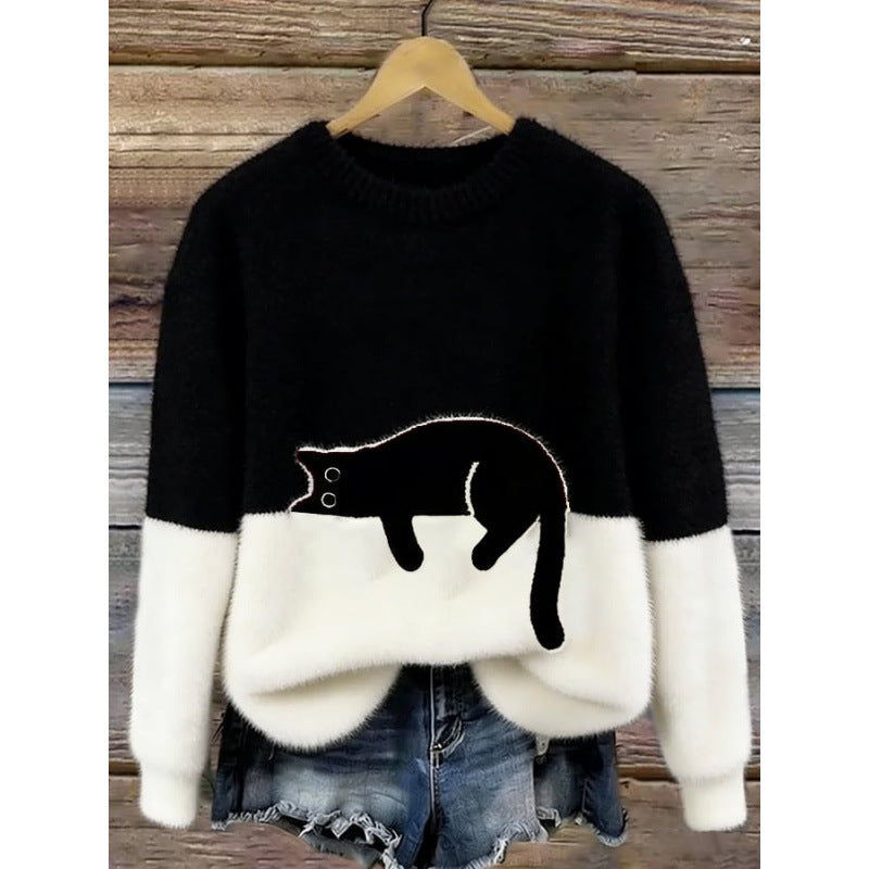 Womens 3D Printed Christmas Flannel Pullover Sweatshirt