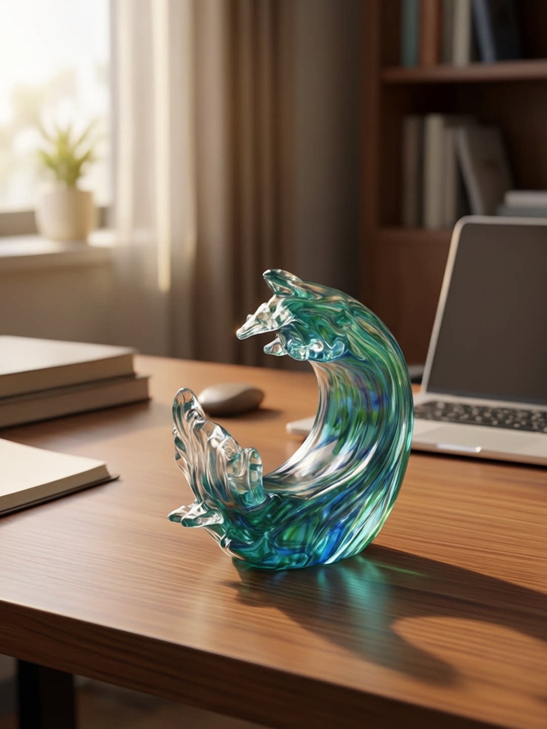 Transparent Glass Wave Ornament Abstract Decor