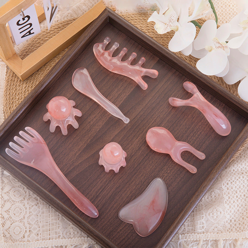 Facial Gua Sha Scraping Stick, Meridian Brush, Octopus Head Massage Comb