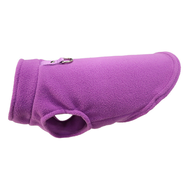 Pet Dog Cat Solid Color Outdoor Traction Fleece Vest
