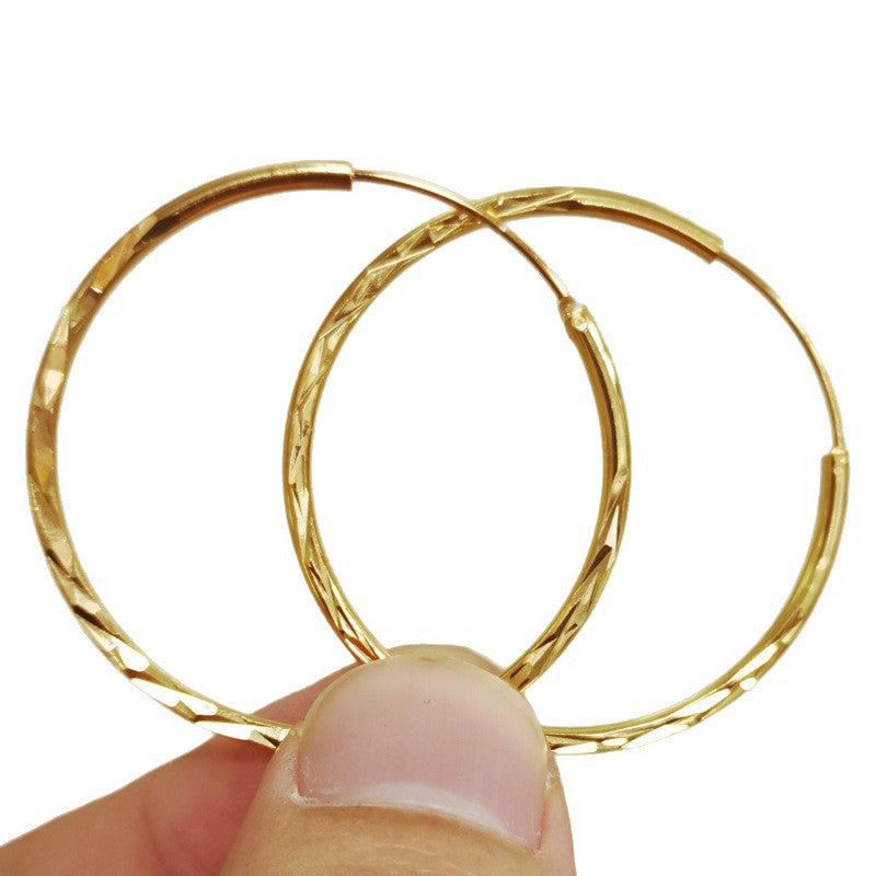 Gold-plated large round hoop earrings