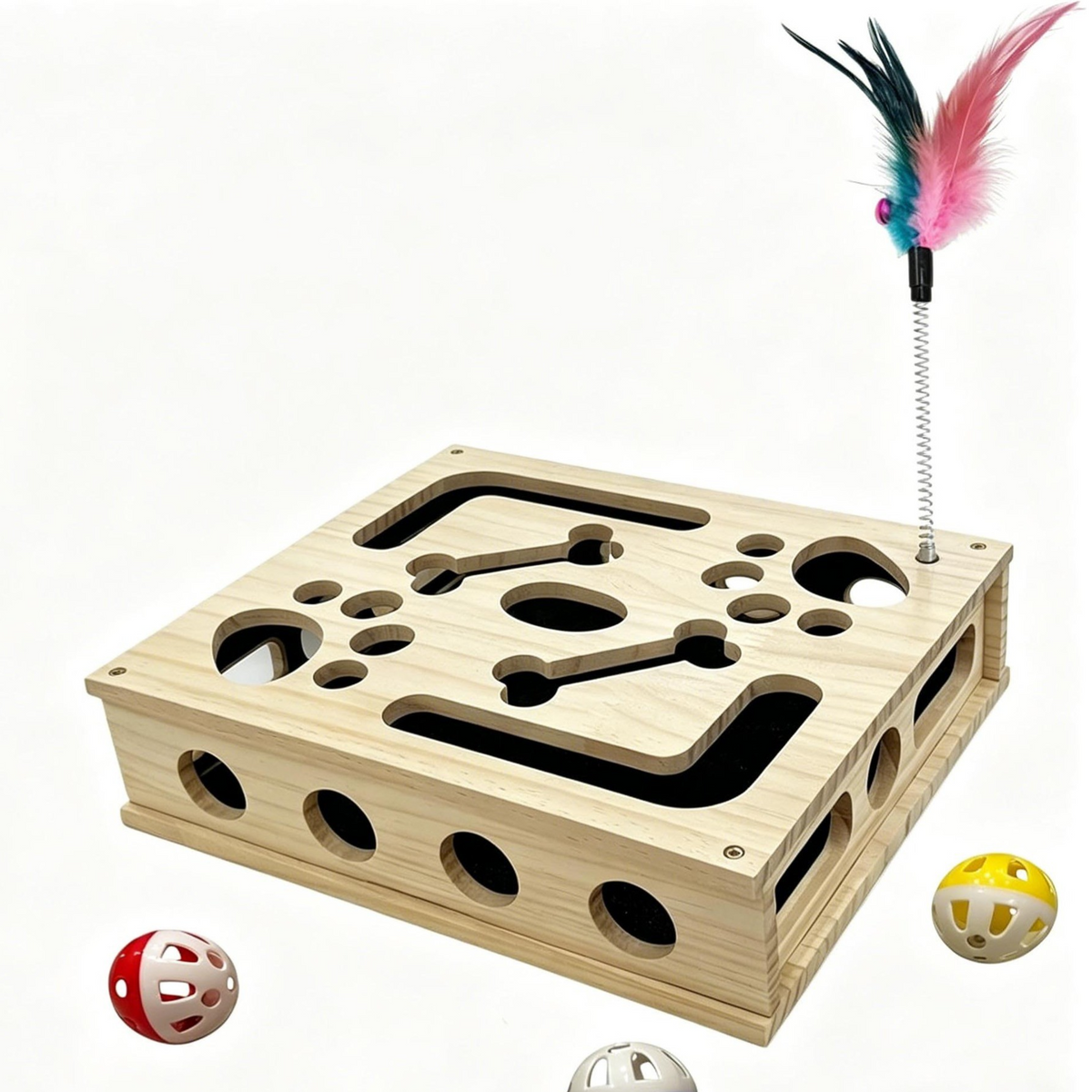 Wooden Cat Puzzle Toy Box