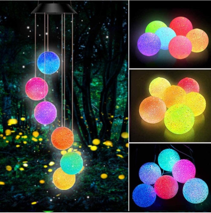 Solar butterfly wind chime lamp