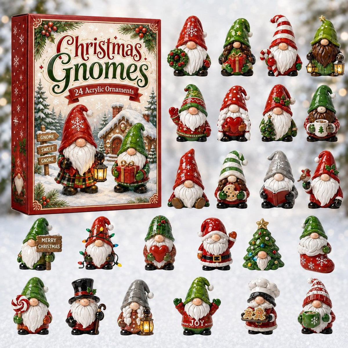 Christmas Advent Calendar Acrylic Blind Box Decoration Collectible Toy
