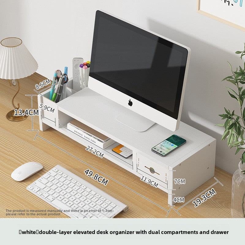 Adjustable Desktop Organizer with Drawer and Monitor Stand