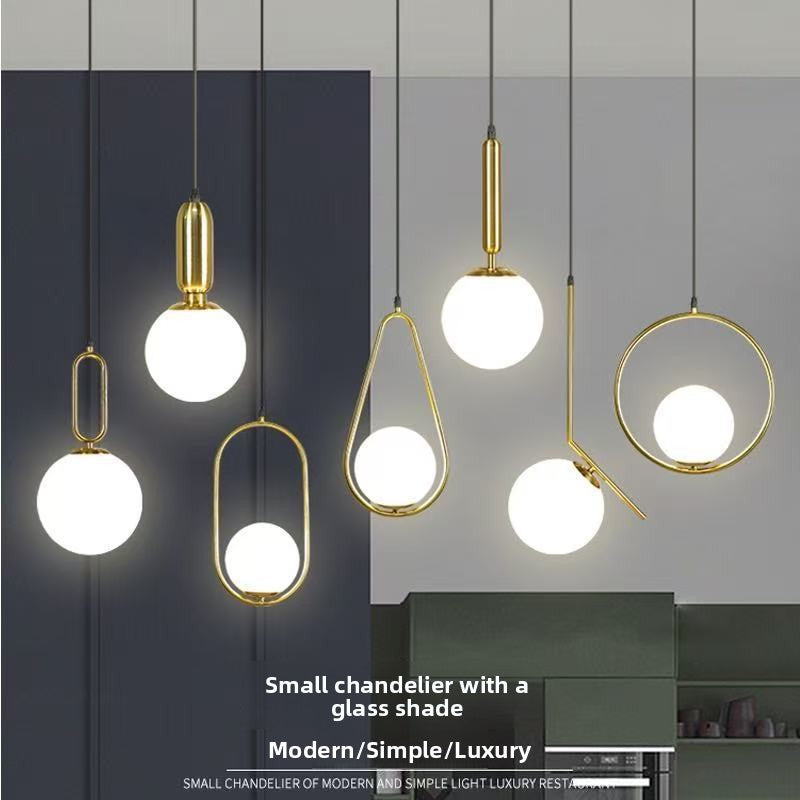 Modern Minimalist Single-Head Glass Hanging Pendant Lamp for Bedroom Corridor