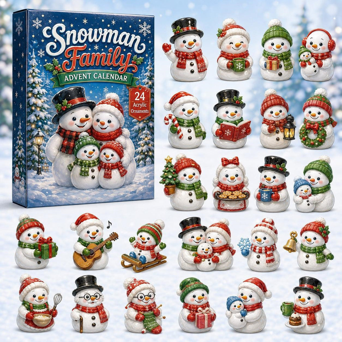Christmas Advent Calendar Acrylic Blind Box Decoration Collectible Toy