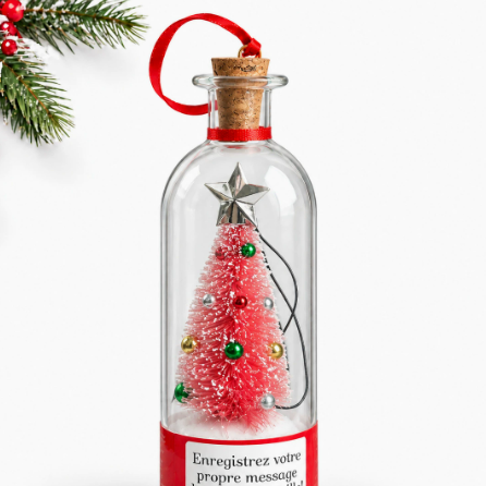 Christmas Tree Message in a Bottle Voice Recording Glass Gift Keepsake