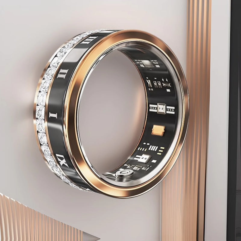 Rhinestone Smart Fitness Ring with Health Tracking