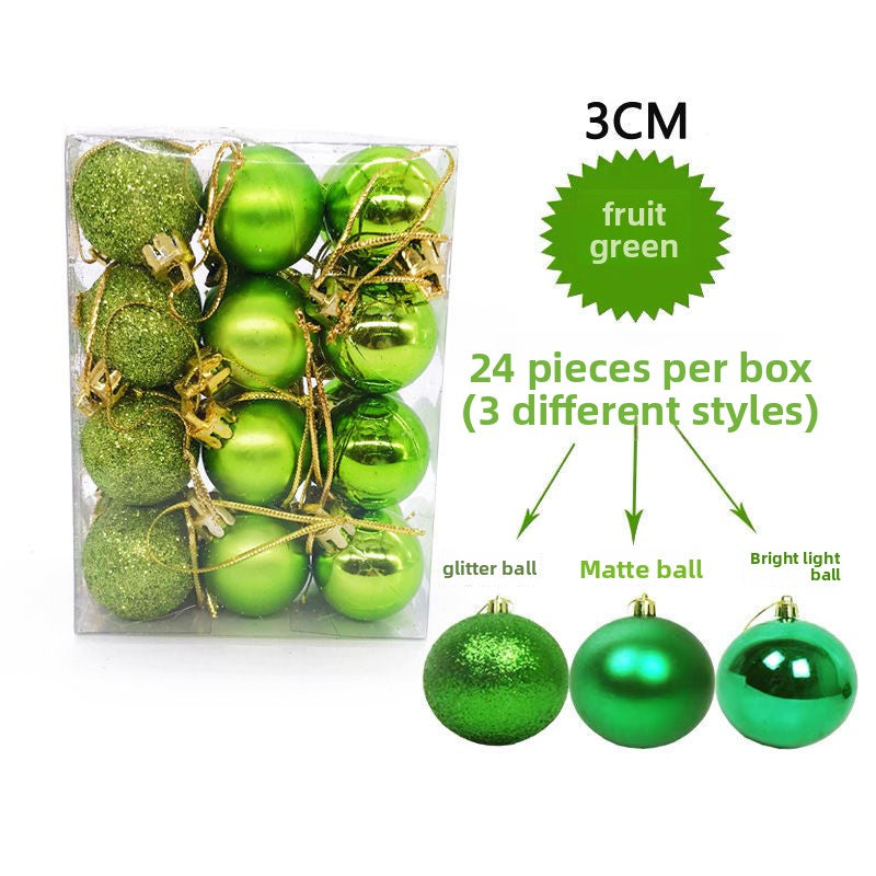 24 Pack 3cm Plastic Christmas Tree Hanging Decoration Balls Electroplated Matte Ornaments