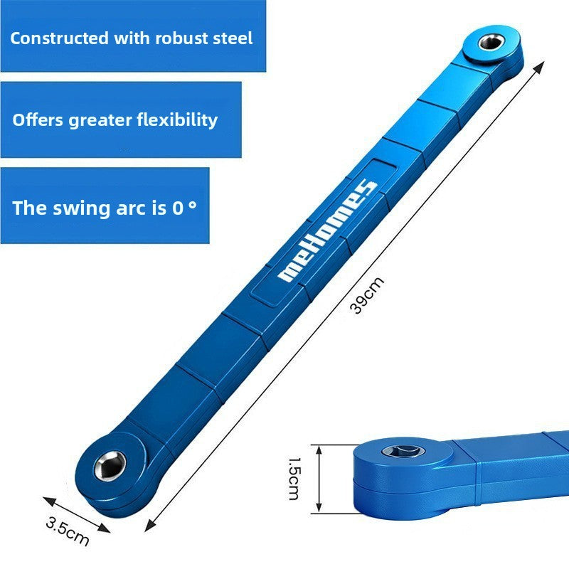 Adjustable Extension Ratchet Wrench Set with 4 Adapters, Reinforced Nylon, Electroplated