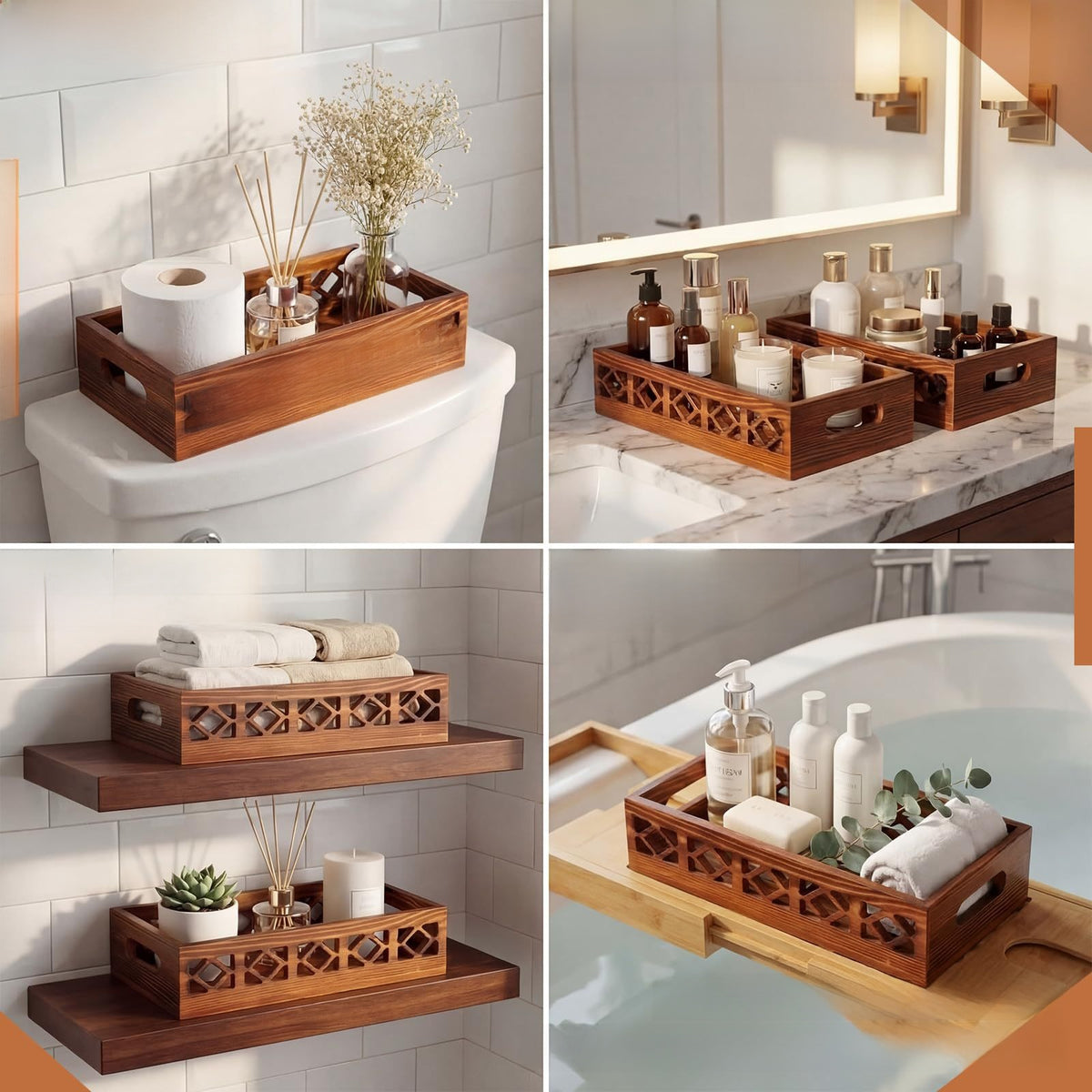 Wooden Hollow Tissue Box Cosmetic Storage Box