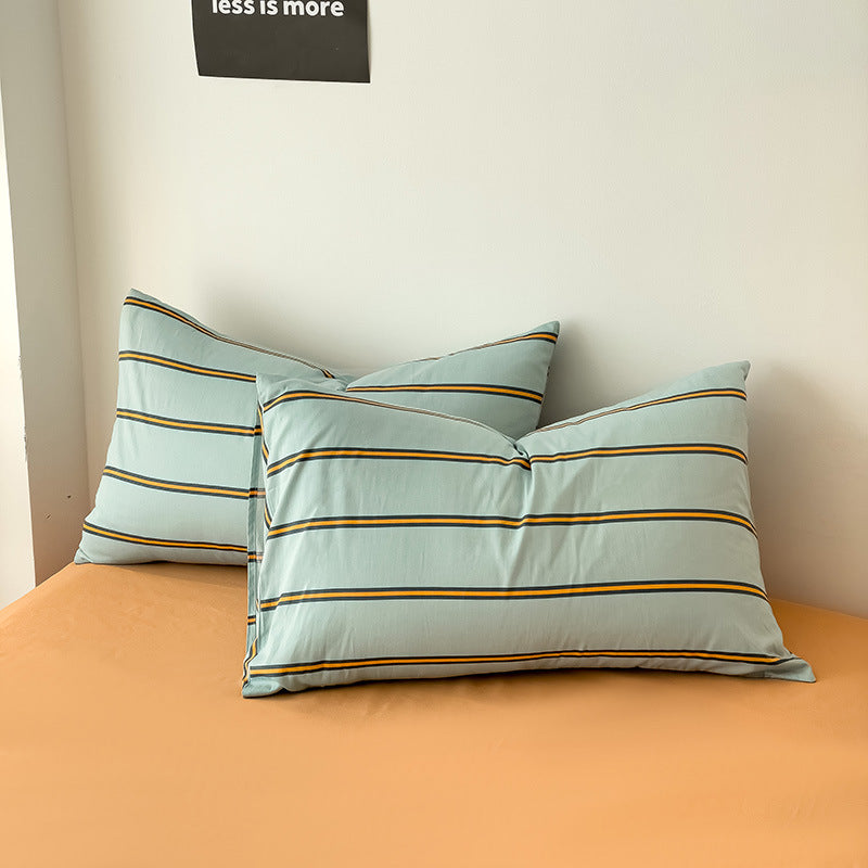 Classic style twill bed sheets and duvet cover with soft four-piece set including pillowcase