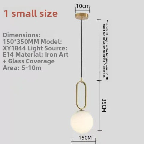 Modern Minimalist Single-Head Glass Hanging Pendant Lamp for Bedroom Corridor