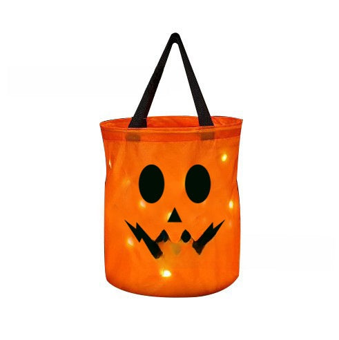 Halloween Glowing Pumpkin Candy Bucket with LED Lights