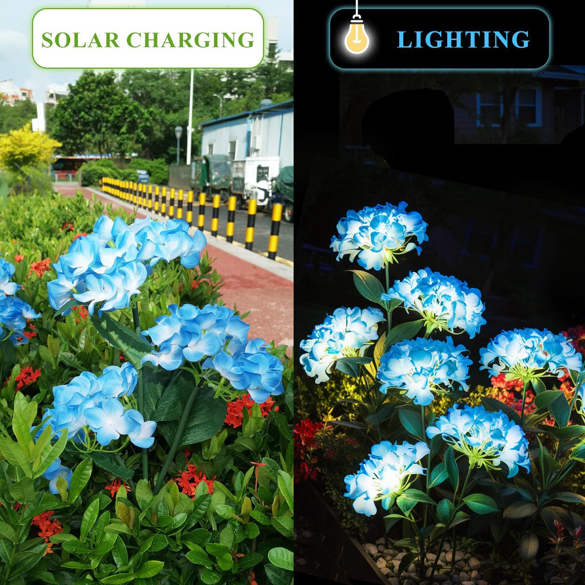 Solar Powered Hydrangea Garden Stake Lights