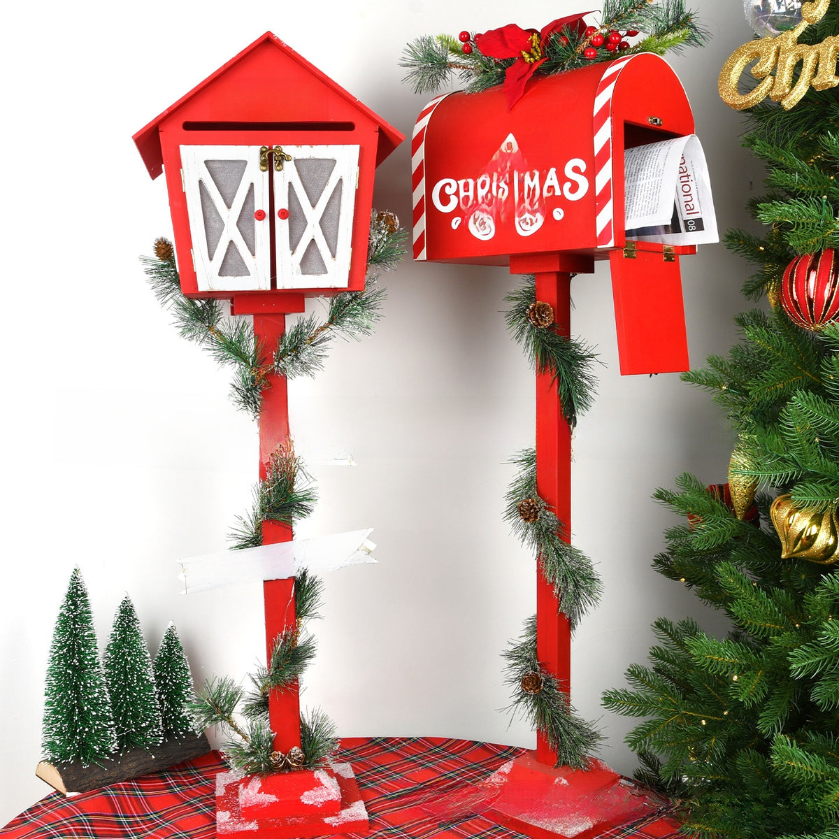 Wooden Christmas Mailbox Decoration