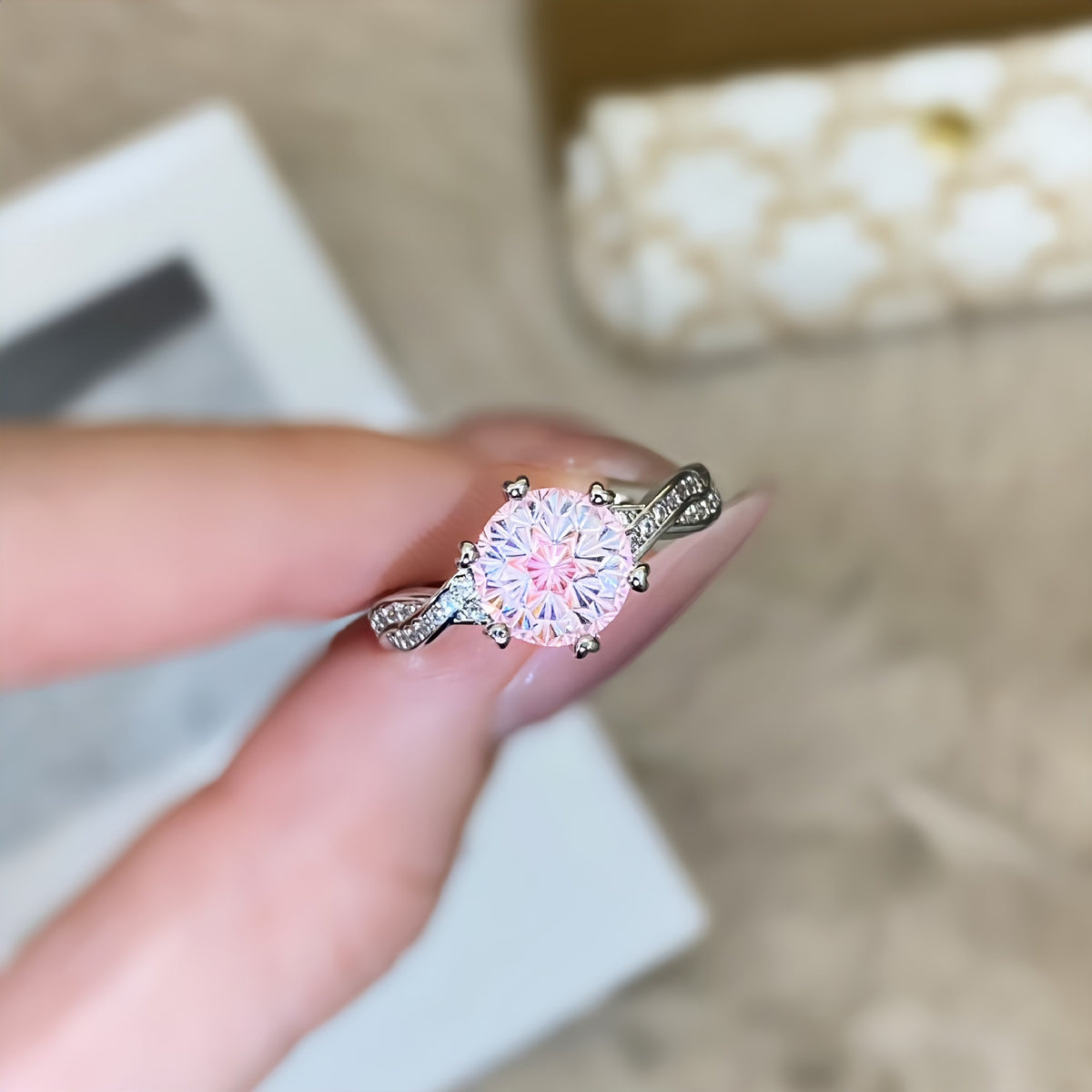 Six-Claw Simulated Diamond Ring