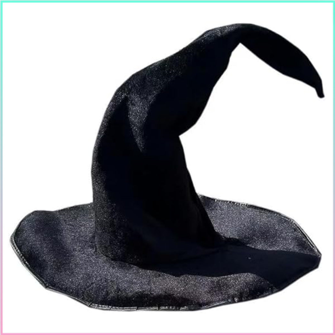 Velvet Witch Hat with Decorations for Halloween Party Costume Accessory