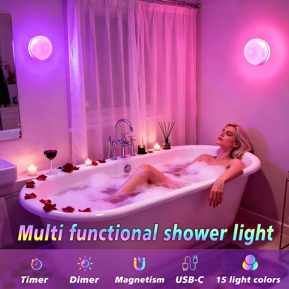 USB Rechargeable Magnetic RGB Bathroom Ambient Light