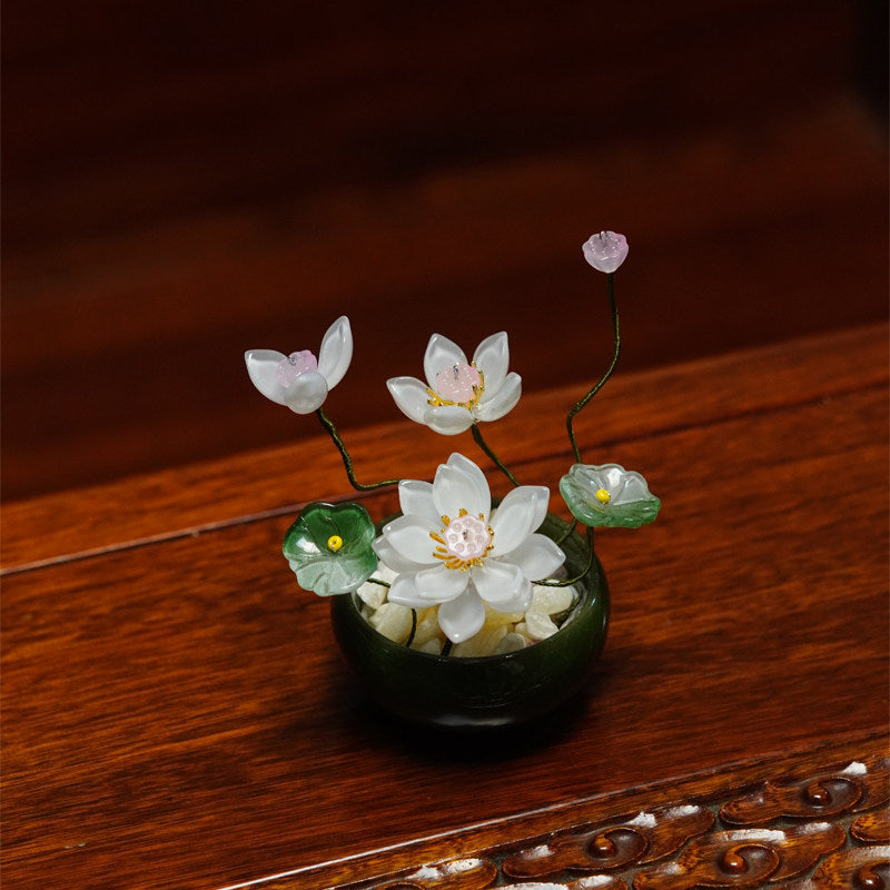 Glazed Petal Ceramic Flower Pot Ornaments