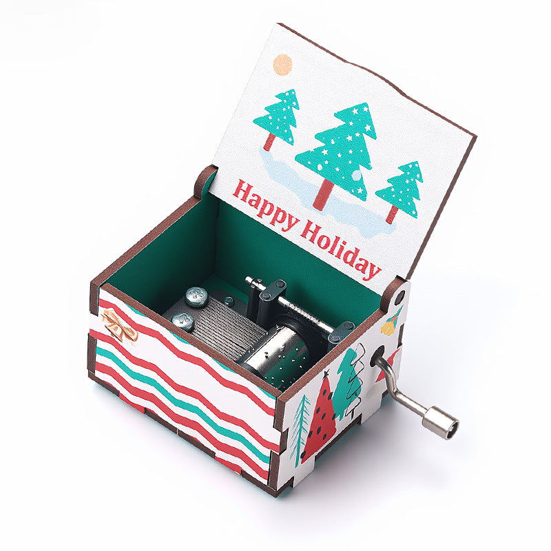 Christmas hand-cranked music box