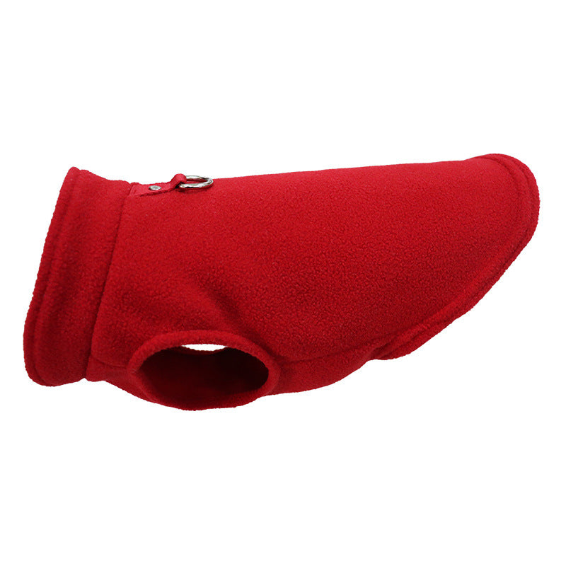 Pet Dog Cat Solid Color Outdoor Traction Fleece Vest