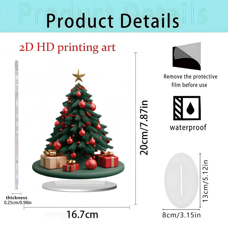 Christmas Carousel 2D Acrylic Stand Holiday Ornament Home Decoration