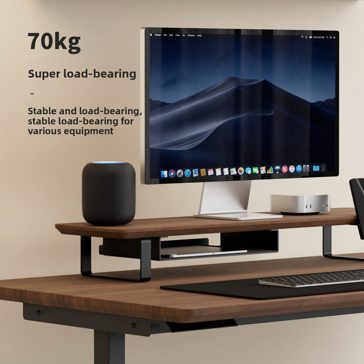 Wooden Monitor Riser with Storage Drawer
