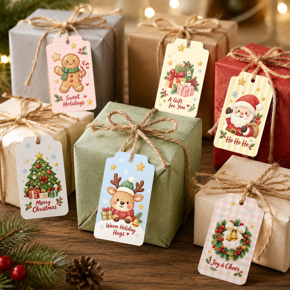 Christmas gift tags 300g coated paper hang tags with natural jute string