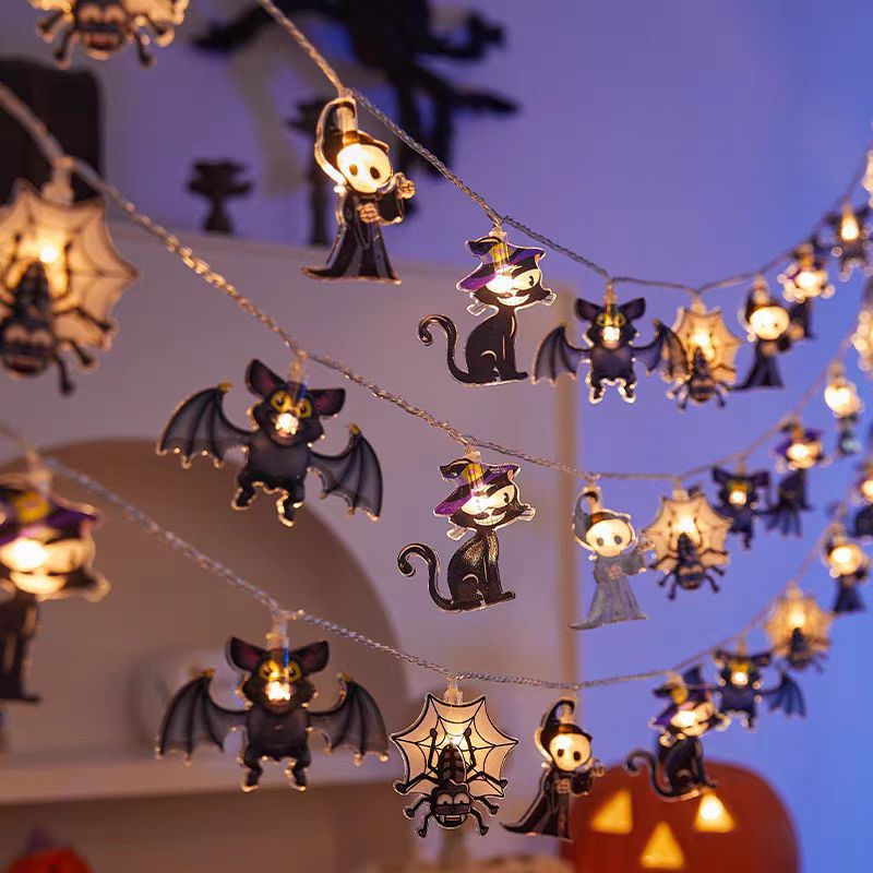 LED Halloween String Lights Pumpkin Ghost Spider Decorative Lighting