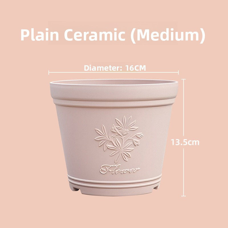 Embossed Imitation Ceramic Resin Flower Pot