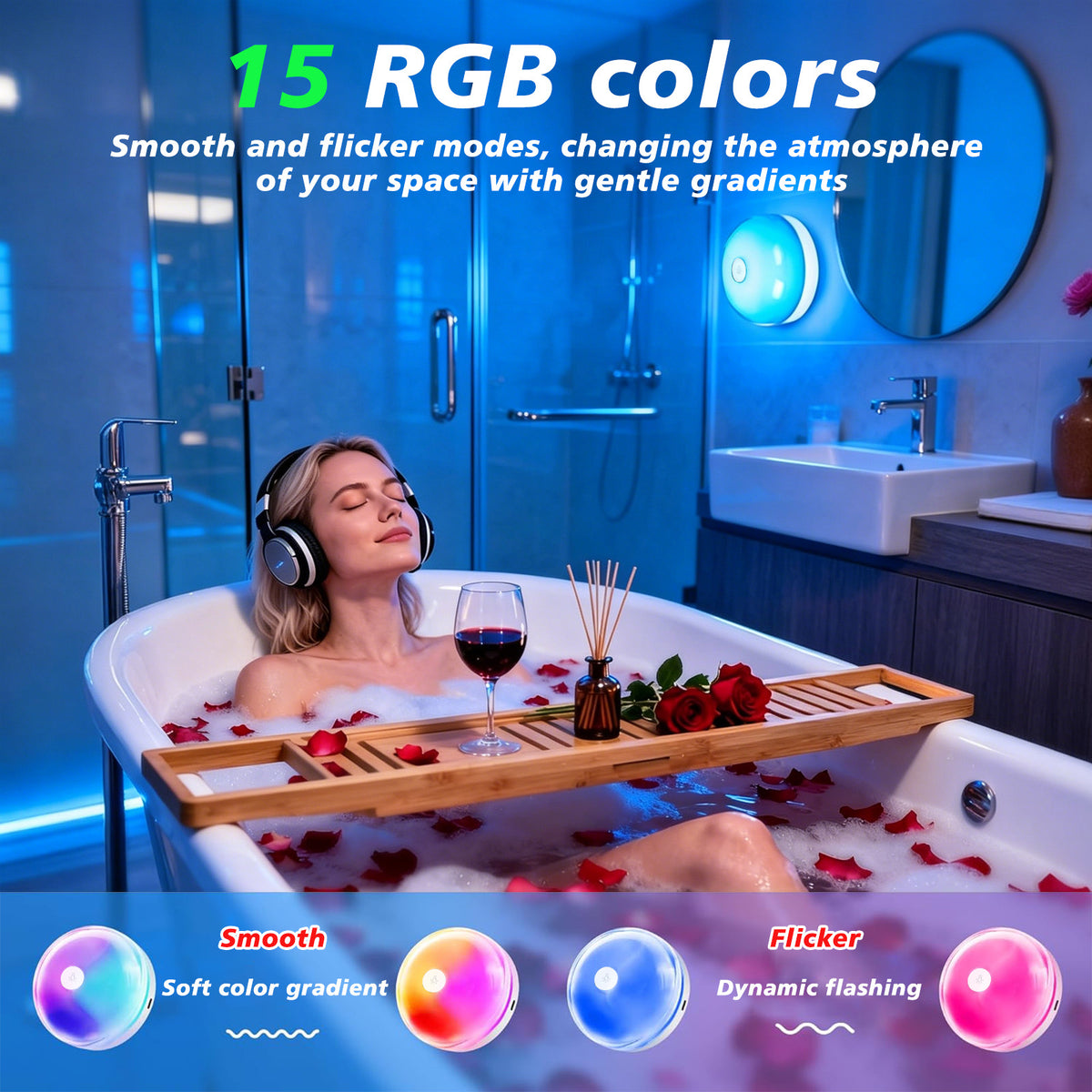 USB Rechargeable Magnetic RGB Bathroom Ambient Light