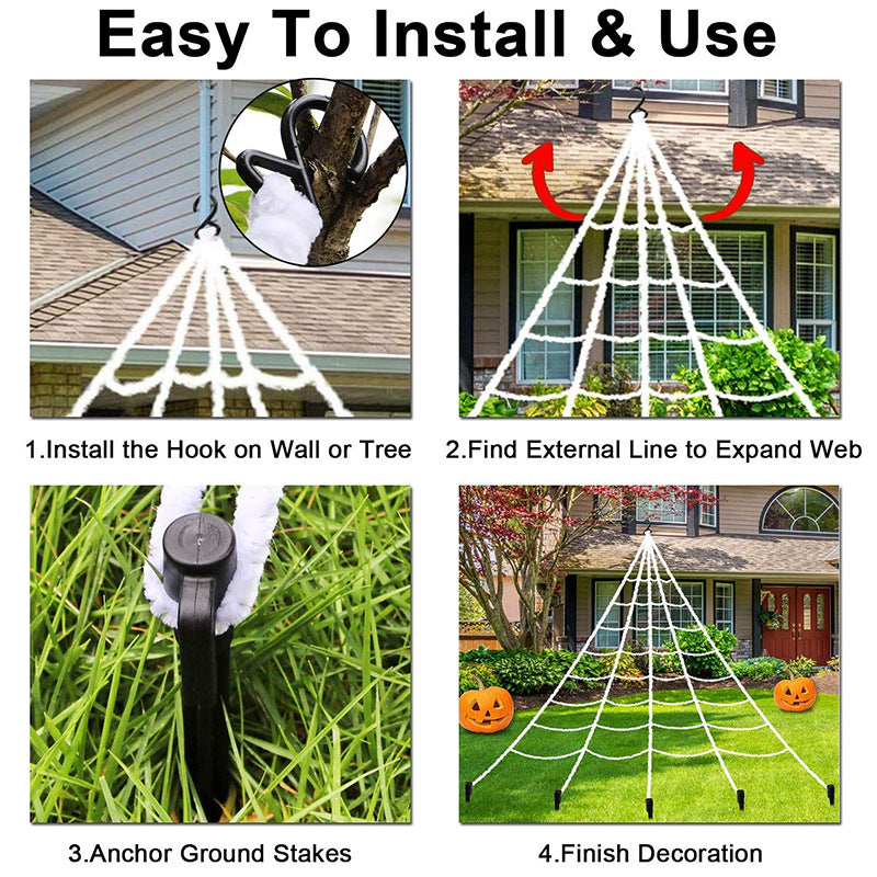 Realistic Halloween Spider and Web Decor Set