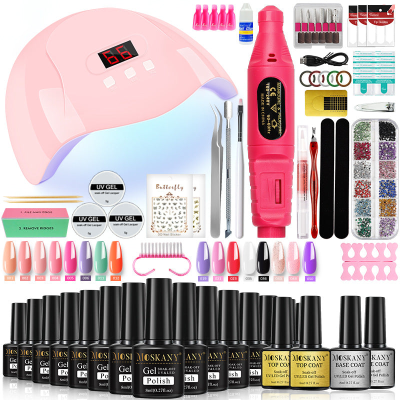 33 Color Nail Gel Art Set with Curing Lamp and Glue